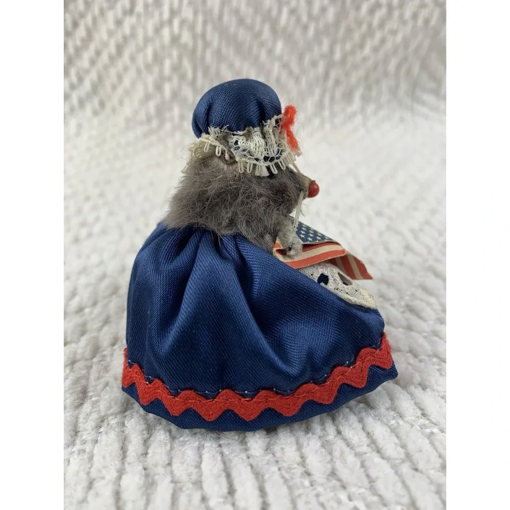 Original Toy Fur Mouse Betsy Ross Blue Red Patriotic Flag West Germany Miniature